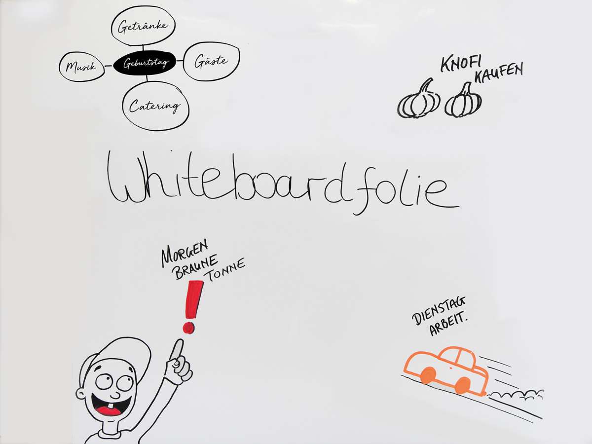 50x30 cm | Selbstklebende magnetische Whiteboardfolie | weiß